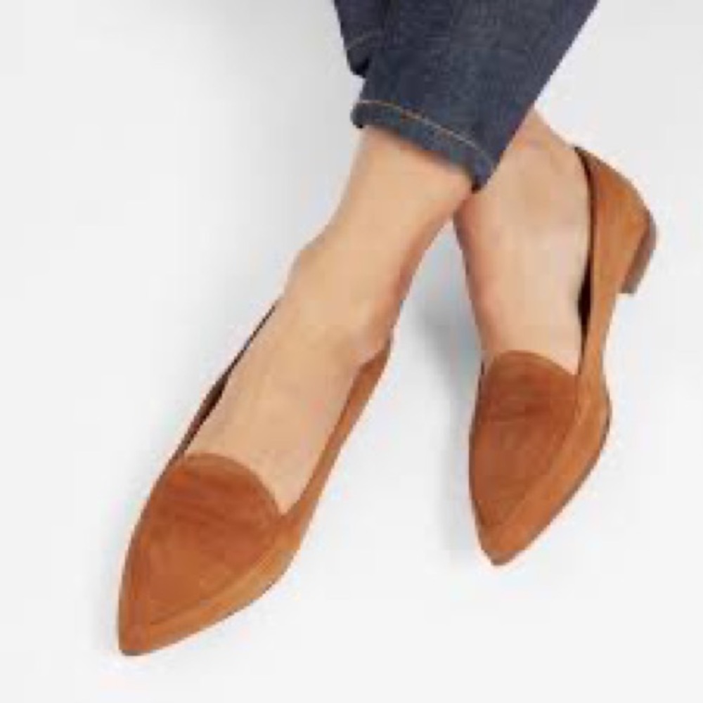 EVERLANE MODERN POINT LOAFER SUEDE COGNAC MADE IN ITALY - SIZE 8.5 US 39.5 EU